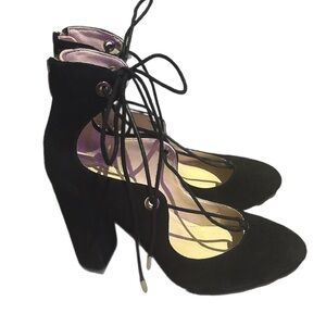 Marc Fisher | Black Suede Laced Heels | 7.5